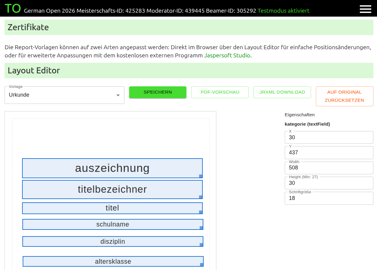 Urkunden per Drag and Drop bearbeiten